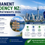 Permanent Residency NZ pathway with Work to Residency Visa NZ process illustration