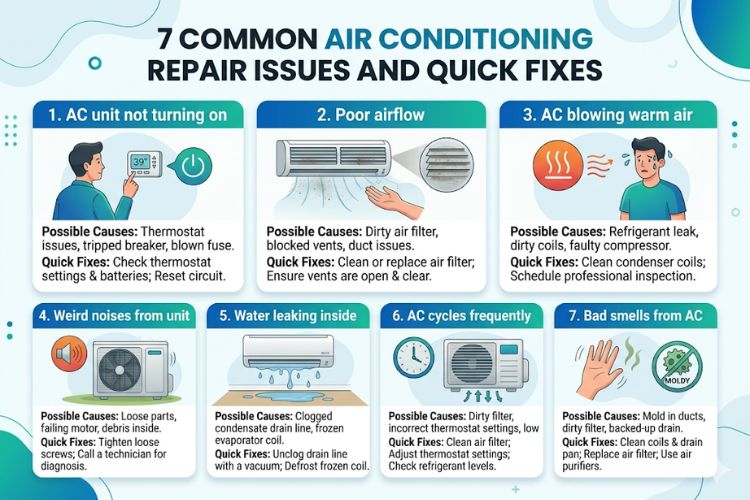 7 Common Air Conditioning Repair Issues and Quick Fixes