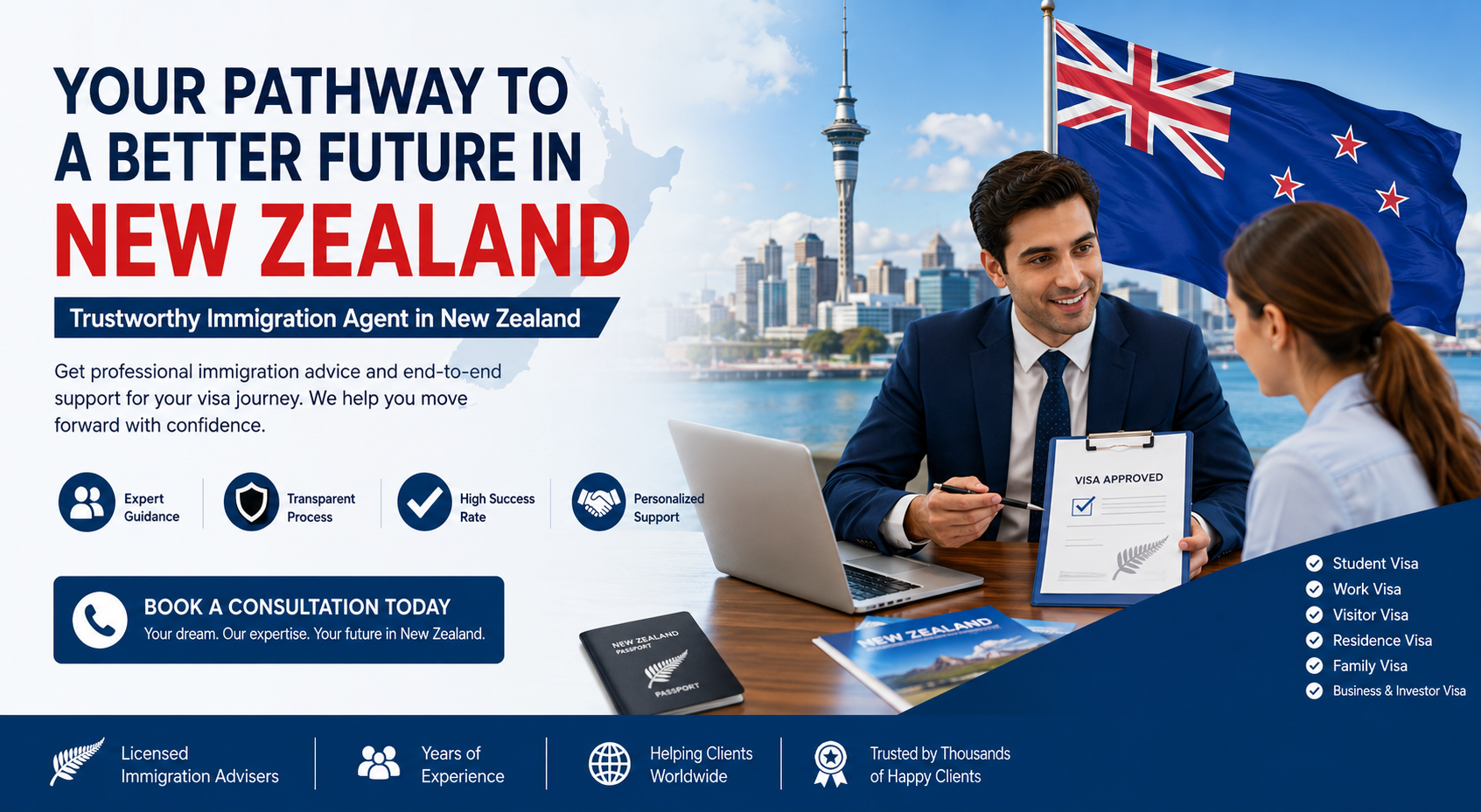 trustworthy immigration agent in new zealand helping clients with visa applications
